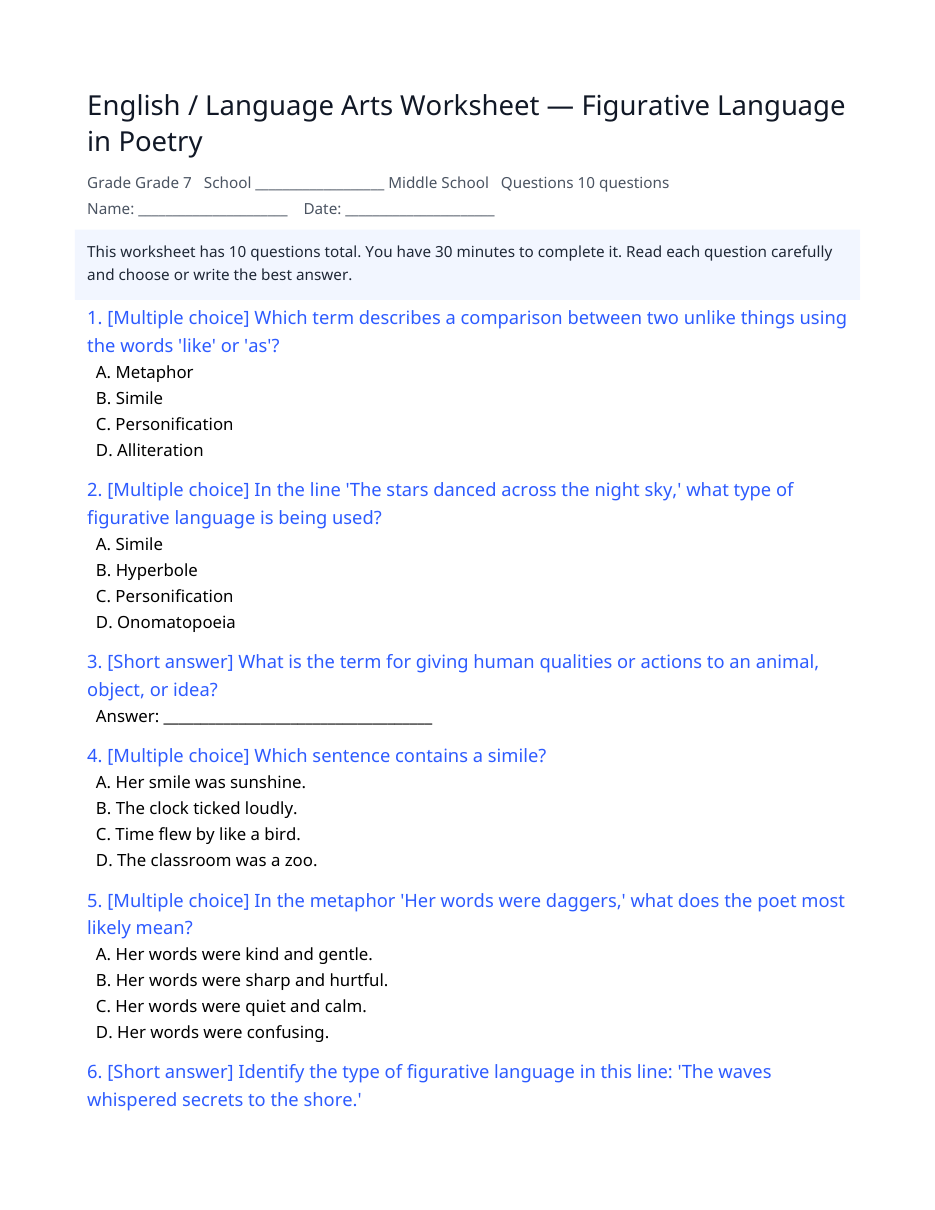 Figurative Language in Poetry